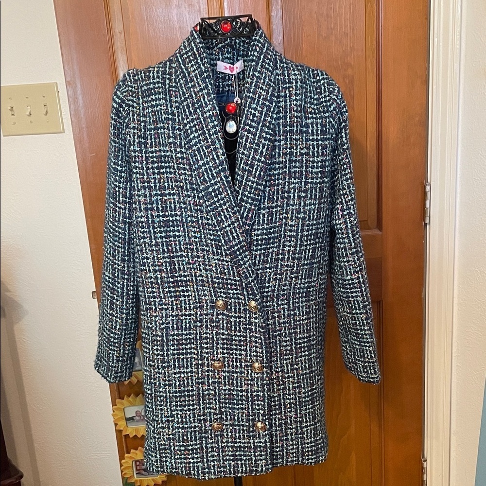 🔥🔥🔥BOGOHO 🔥🔥🔥Women's Tweed Double-Breasted Sparkling Jacket—Large - Picture 1 of 16